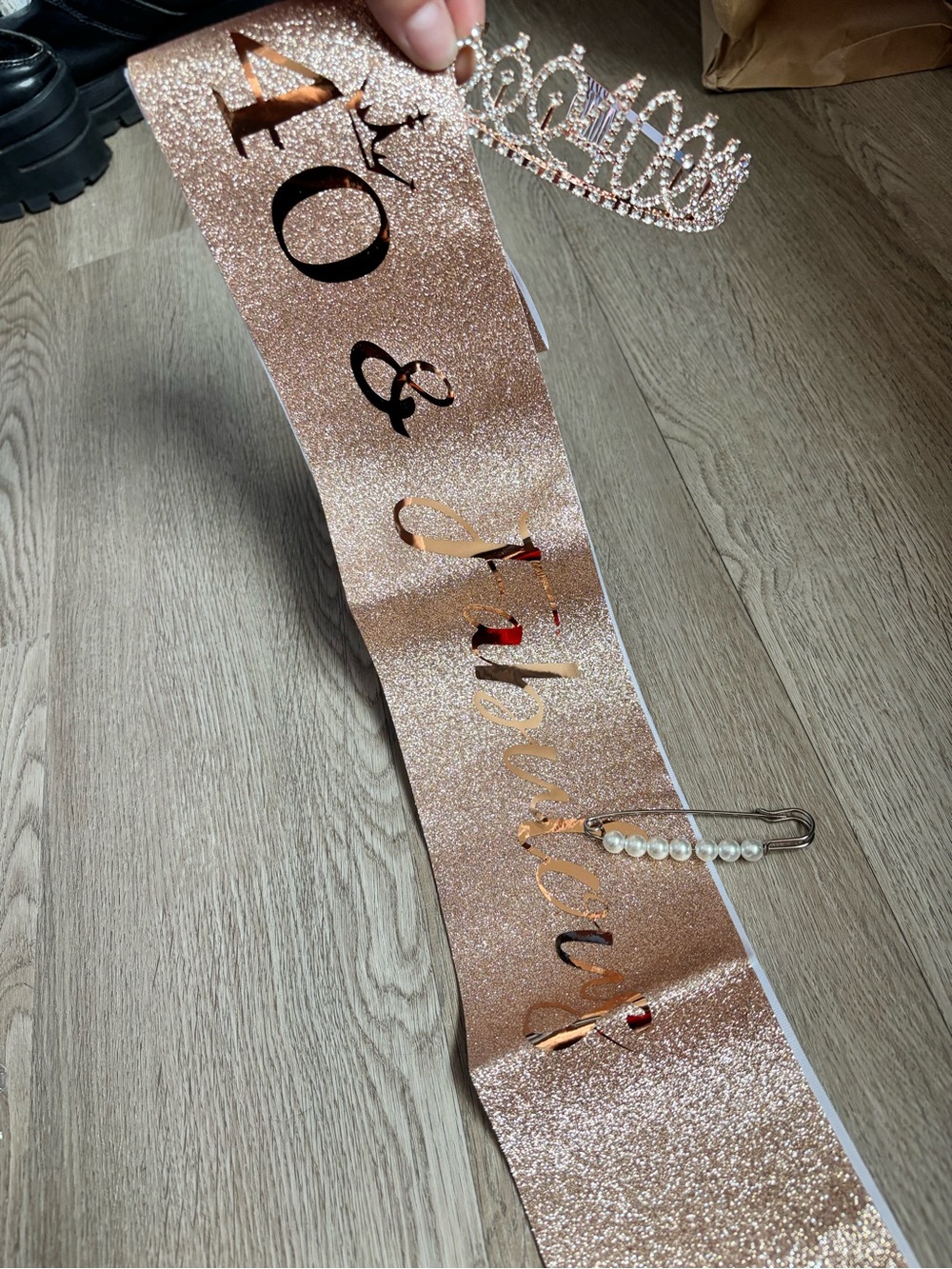 40 and Fabulous crown and sash Rose Gold Glitter